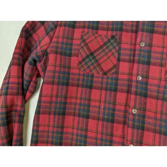 MEN'S RED PLAID FLANNEL FLEECE-LINED SHACKET - SIMPSONS X STEREO - SIZE L - Picture 5 of 10